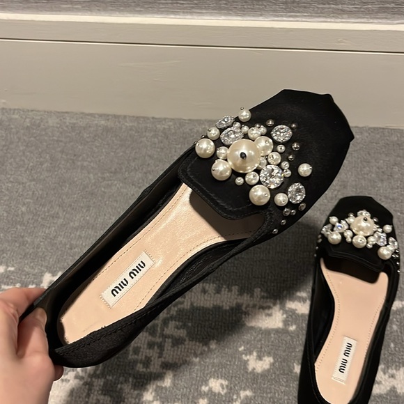 Miu Miu black satin flats, size 6.5 - Picture 3 of 9
